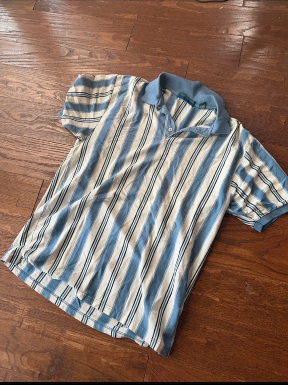 Clarybrooke Men's Blue and White Striped Polo Shirt
